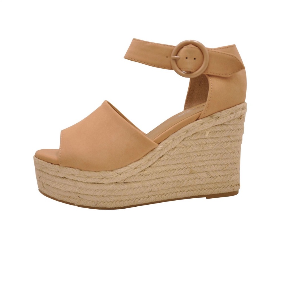 Tan wedge heels